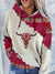 Casual Long Sleeve Geometric Print Hoodie - Aztec Drawstring with Kangaroo Pockets for Spring & Fall - Women's Clothing