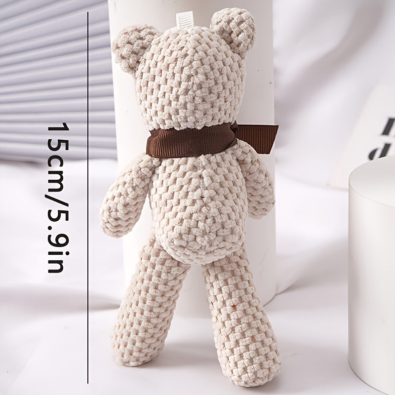 1pc 15cm/5.9in Bear Stuffed Plush Toys, Cute Dress Key Pendant, Dolls, Gifts, Birthday Wedding Party Decor easter gift Christmas, Halloween Gift