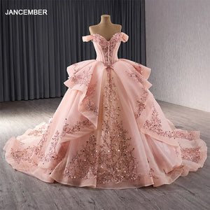 Royal Pink Sweet 16 Quinceanera Dress Tassel Ball Gown Sweetheart Short Sleeves Shiny Applique Mexico Vestidos De 15 Años