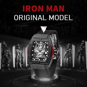 Disney Marvel Iron Man Skeleton Automatic Wristwatch Perspective Tonneau Dial Sapphire Crystal The Avengers Space Mechanical