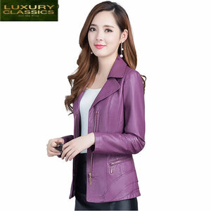 Fashion 2021 Spring Newest Autumn Women's PU Leather Jacket Large Size of Female Clothing 5XL Elegant Slim Coat LWL386