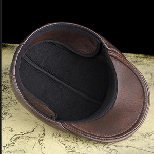 Men's First Layer Cowhide Leather Hat Winter Berets Male Warm Ear Protection Cap 100% Genuine Leather Dad Hat Wholesale Leisure