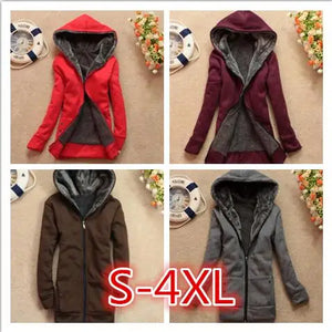 Women Hoodies Sweatshirts Autumn  Winter Women Casual Thick Velvet Fleece Warm Outwear Long Sleeve Zipper Coat Jackets