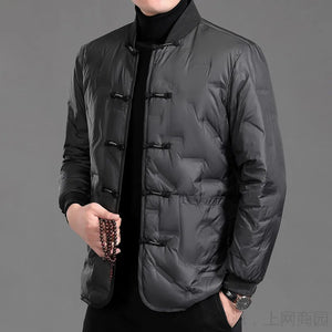 Large Size Chinese Style Buckle Cotton Padded Coats Mens Black Ancient Jacket Husband Zen Clothes Elegant Dress Hanfu Tang Coats