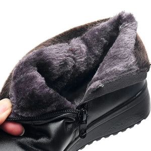 GKTINOO 2024 Fashion Winter Boots Women Leather Ankle Warm Boots Mom Autumn Plush Wedge Shoes Woman Shoes Big Size 35-41