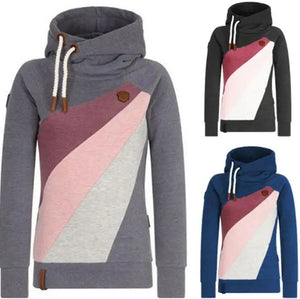 European and American women's new autumn and winter long-sleeved hooded stitching sweater