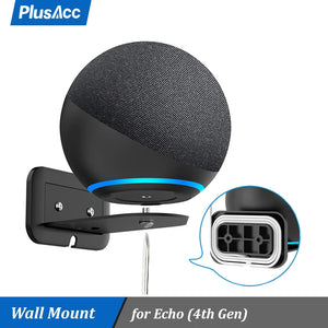 PlusAcc Wall Mount For Amazon Alexa Echo 4 4th Gen Space-Saving Solution Metal Outlet Stand for Smart Speakers Hide Messy Wires