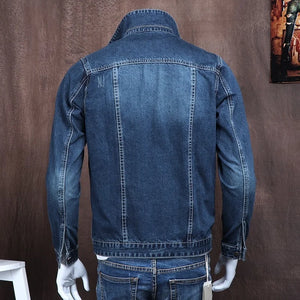 Men Autumn Slim Fit Denim Jacket Classic Cargo Safari Style Jeans Coat Plus Size Mens Moto Biker Outwear Single Breasted Jacket