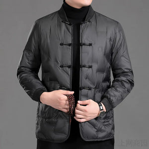 Large Size Chinese Style Buckle Cotton Padded Coats Mens Black Ancient Jacket Husband Zen Clothes Elegant Dress Hanfu Tang Coats