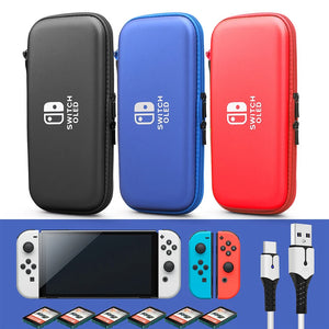 Tempered Film Glass JoyCon Silicone Case Thumb Grip Caps PC Crystal Hard Cover Shell Pouch For Nintendo Switch OLED Accessories