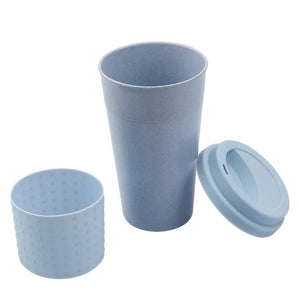 Silica Gel Coffee Cup Wheat Straw Fiber Mug With Lid Plastic Car Tumblers Portable Car Silicone Taza De Cafe Water Bottle