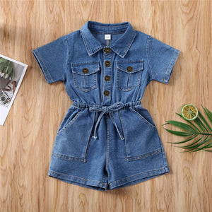 Summer Toddler kids Baby Girl Denim Romper Short Jumpsuit Causal Girls Clothes Romper Playsuit