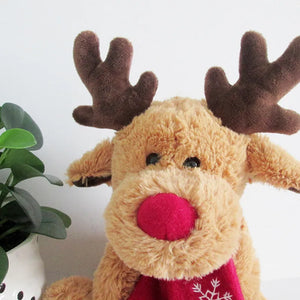 25cm Christmas Reindeer Scarf Plush Stuffed Doll Toy Home Sofa Decoration Gifts For Children New Year Decor Accessories