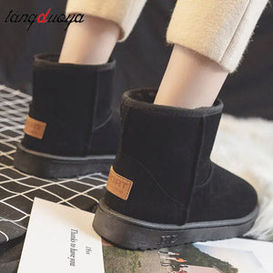 Brand Women's Shoes Australian Boots Winter Footwear Round Toe Flat Heel Boots-Women Fashion Snow Low 2024  Ladies Ankle Cotton