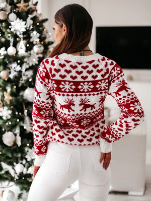 New Winter Christmas Women Sweaters Pullover Tops Casual Long Sleeve Print Knitted Sweater Women Clothes