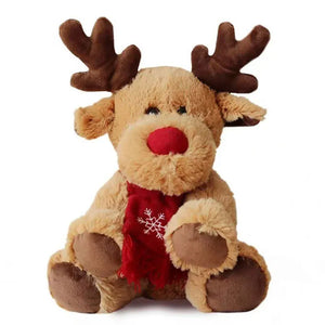 25cm Christmas Reindeer Scarf Plush Stuffed Doll Toy Home Sofa Decoration Gifts For Children New Year Decor Accessories