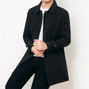 Spring Autumn Men Long Coat Windbreaker Casual Loose Design Solid Color Trench Men Fashion Korean Style Mens Jackets Outerwear