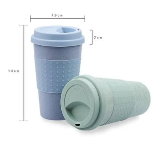 Silica Gel Coffee Cup Wheat Straw Fiber Mug With Lid Plastic Car Tumblers Portable Car Silicone Taza De Cafe Water Bottle