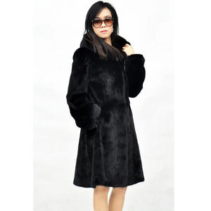 Autumn winter new mink coat imitation fur coat long warm winter cap windbreaker Europe and the United States code jacket