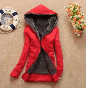 Women Hoodies Sweatshirts Autumn  Winter Women Casual Thick Velvet Fleece Warm Outwear Long Sleeve Zipper Coat Jackets