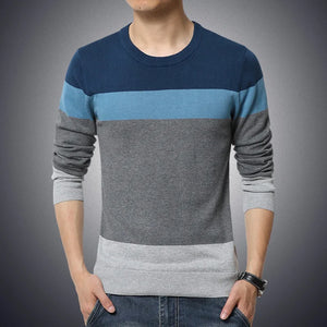 2024 Autumn Casual Men's Sweater O-Neck Striped Slim Fit Knittwear Mens Sweaters Pullovers Pullover Men Pull Homme M-4XL