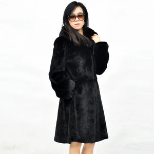 Autumn winter new mink coat imitation fur coat long warm winter cap windbreaker Europe and the United States code jacket