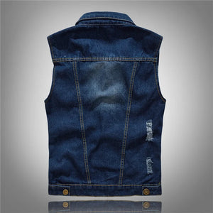 DIMUSI Men Denim Vest Vintage Sleeveless washed jeans waistcoat Man Vintage Design Cowboy ripped Jacket Male Waistcoat 5XL,YA663