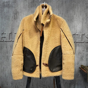 Mens Shearling Jacket B3 Flight Jacket Imported Wool From Australia Short Leather Jacket Mans Fur Coat