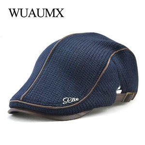 Autumn Winter Beret Hats for Men Dad Ivy Cap Women Visors Thicken Wool Warmer Knitted Cap Casual Crochet Hat Forward Cap