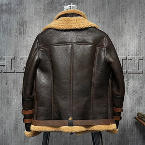 Mens Shearling Jacket B3 Flight Jacket Imported Wool From Australia Short Leather Jacket Mans Fur Coat