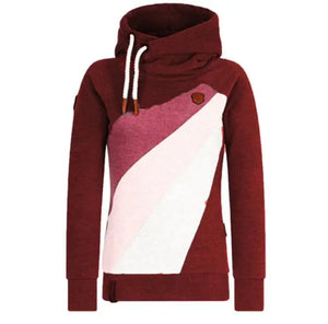 European and American women's new autumn and winter long-sleeved hooded stitching sweater