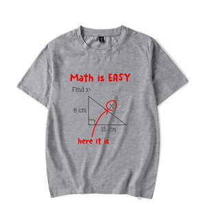 Men T Shirt Math Is Easy Here It Is Funny Math Teacher Student Letters Male T Shirt Summer Luminous Tees Streetwear T-shirt