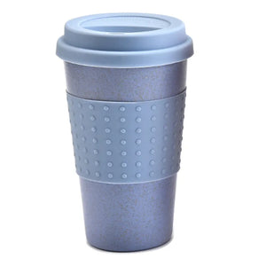 Silica Gel Coffee Cup Wheat Straw Fiber Mug With Lid Plastic Car Tumblers Portable Car Silicone Taza De Cafe Water Bottle