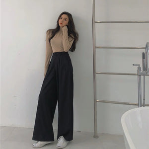 2022 Spring Suit Pants Female Solid Wide Leg Pants Women Full Length Pants Ladies High Quality simple Casual Straight Pants