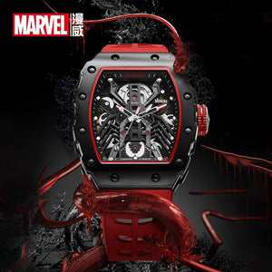 Disney Avengers Heros Marvel Venom Skeleton Self Wind Automatic Wristwatch Carbon Fiber Hollow Dial Sapphire Crystal Reloj Hombr