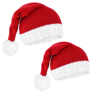 2023 Knitted Christmas Hat Cute Pompom Adult Child Soft Beanie Santa Cap New Year Party Kids Gift Navidad Natal Noel Decoration