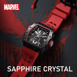 Disney Avengers Heros Marvel Venom Skeleton Self Wind Automatic Wristwatch Carbon Fiber Hollow Dial Sapphire Crystal Reloj Hombr