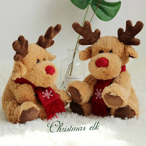 25cm Christmas Reindeer Scarf Plush Stuffed Doll Toy Home Sofa Decoration Gifts For Children New Year Decor Accessories