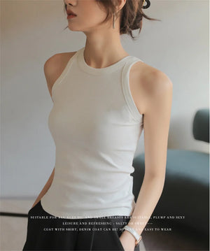 DOIAESKV Basic Solid T shirts Women Slim Halter Neck Off-shoulder Camisole Tops Tees Summer Female Tanks Sleeveless Dropshipping