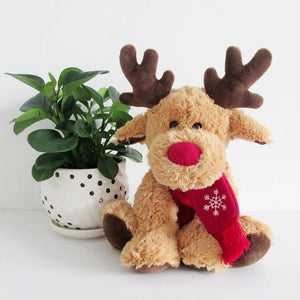 25cm Christmas Reindeer Scarf Plush Stuffed Doll Toy Home Sofa Decoration Gifts For Children New Year Decor Accessories