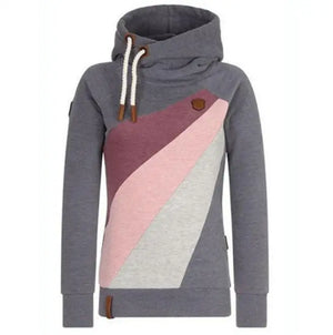 European and American women's new autumn and winter long-sleeved hooded stitching sweater