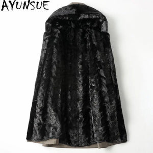 AYUNSUE 100% Real Mink Fur Liner Parka Female Winter 2021 Hooded Elegant Fur Coat Autumn Women's Clothing Casaco Feminino Gxy519