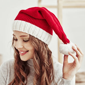 2023 Knitted Christmas Hat Cute Pompom Adult Child Soft Beanie Santa Cap New Year Party Kids Gift Navidad Natal Noel Decoration