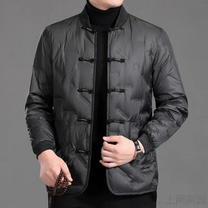 Large Size Chinese Style Buckle Cotton Padded Coats Mens Black Ancient Jacket Husband Zen Clothes Elegant Dress Hanfu Tang Coats