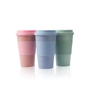 Silica Gel Coffee Cup Wheat Straw Fiber Mug With Lid Plastic Car Tumblers Portable Car Silicone Taza De Cafe Water Bottle