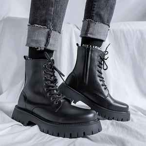 Autumn Women Men Boots Motorclcle Platform Lace-up Ankle Mid-calf Lady Shoes Female Male Fashion Desigh Unisex Fleece Warm Shoes