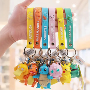 Pokemon Keychain Pikachu Bulbasaur Squirtle Jigglypuff Anime Action Figure Toys Pendant Charmander Psyduck Accessory Bag Keyring