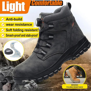 New Fashion 2024 Waterproof Security Work Safety Boots Protective Leather Boots Anti-smash Anti-puncture Industrial Shoes