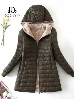 Women's Jacket Winter New Mid Length Korean Edition Hooded