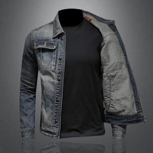 Men's Retro Classic Denim Jacket Autumn Street Trend Handsome Riding Windproof Men's Clothing High Street Casual Lapel Jacket